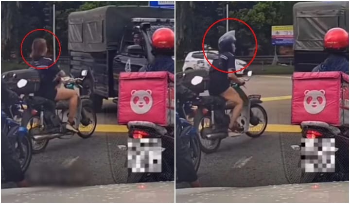 Penunggang Motor Jelir Lidah Lepas Ditegur Polis Sebab Tak Pakai Helmet