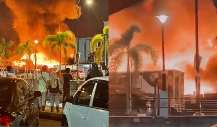 Deretan rumah kedai di Kampung Cina Kuala Terengganu terbakar