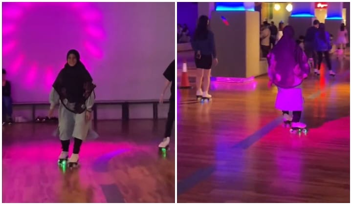 [Video] Siap Boleh Pusing, Anak Tercabar Tengok Mak Umur 62 Tahun 'Power' Roller Skate