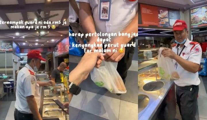 "Makan Nasi Kuah Je Ke?" - Pemuda Belanja Makan Lepas Sebak Tengok Pengawal Keselamatan Cuma Ada RM5